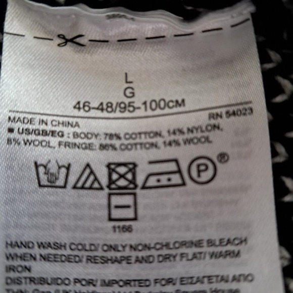 BANANA‎ REPUBLIC L Aztec Fringe Cardigan Black White Longline Cotton Wool Blend - Picture 8 of 8